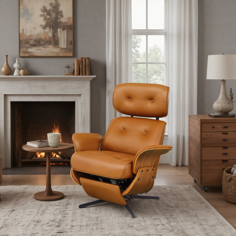 Genuine Leather Recliner Lounge Chair, Brown