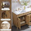 Meuble-lavabo double autoportant de 60 po avec plateau en pierre reconstituée et portes à fermeture en douceur 60 po-2007761049