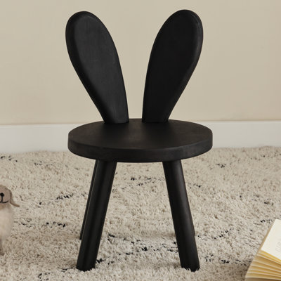 Solid Wood Rabbit Stool with Ear Backrest