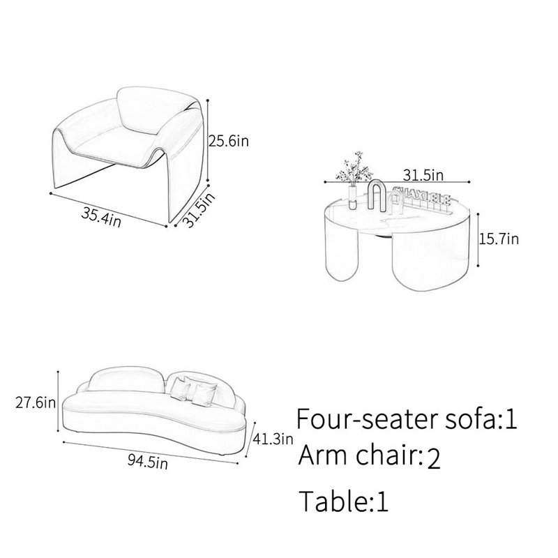 Nordic simple arc office sofa set