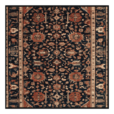 Tapis persan noir lavable à la machine