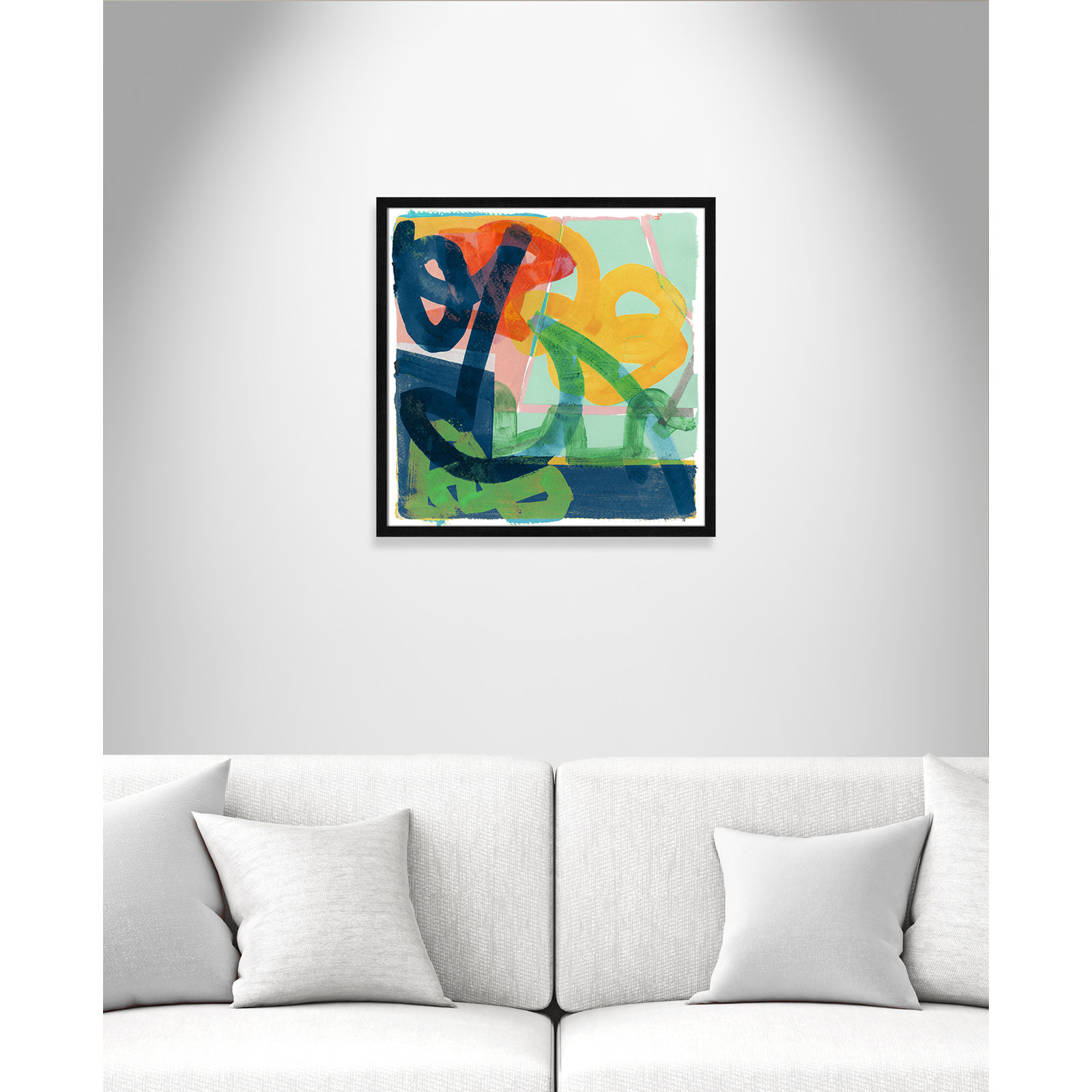 Dwyer "Link" Painting by Cartissi, Black Framed, 23.5" H x 23.5" W x 0.75" D