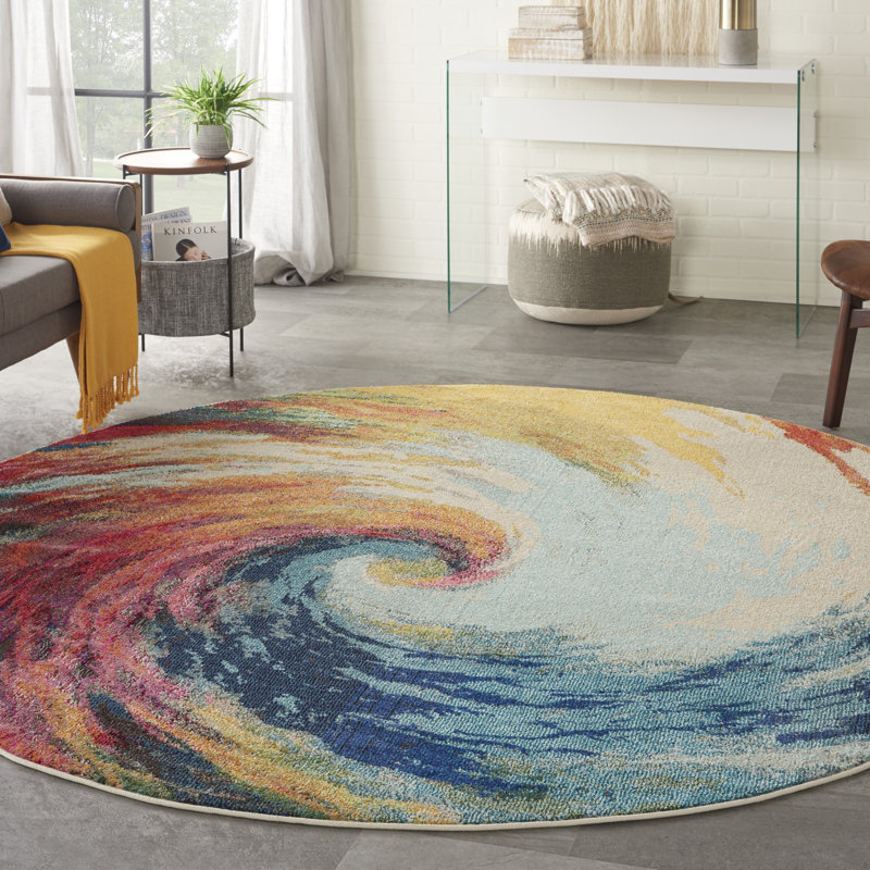 Tapis arc-en-ciel moderne Enoch, Rond 7 pi 10 po