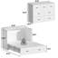 Ensemble de chambre à coucher blanche 4 pièces | Lit, table de chevet, garde-robe et coiffeuse-558730158