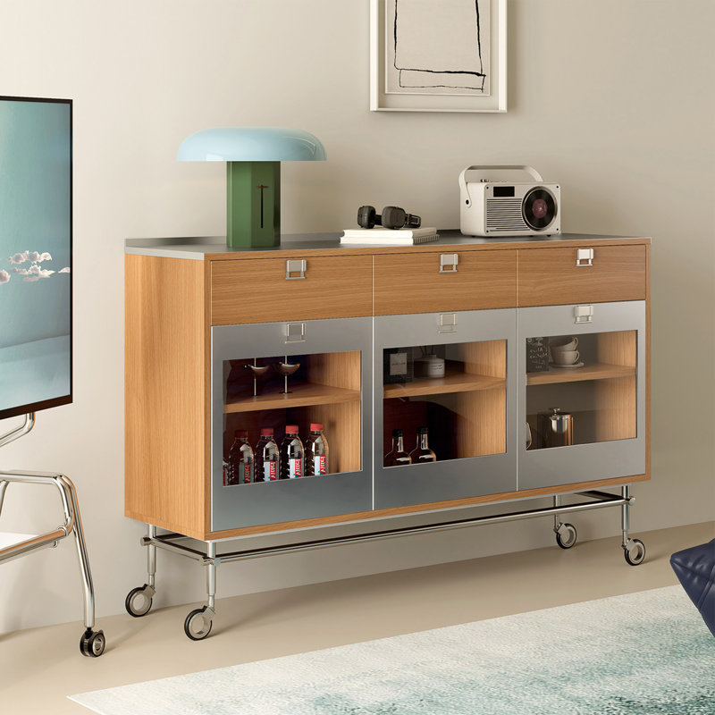 Armoire de rangement mobile en acier inoxydable, Argent, H 35,43 po x l 47,24 po x P 15,75 po