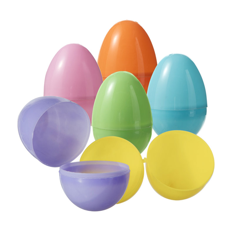 60 œufs de Pâques remplissables en plastique de 3 po de hauteur en 6 couleurs assorties, 10 de chaque