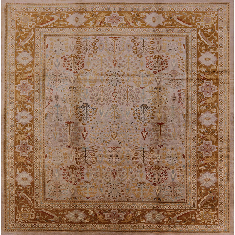 Tapis oriental beige / brun clair, Carré 6 pi