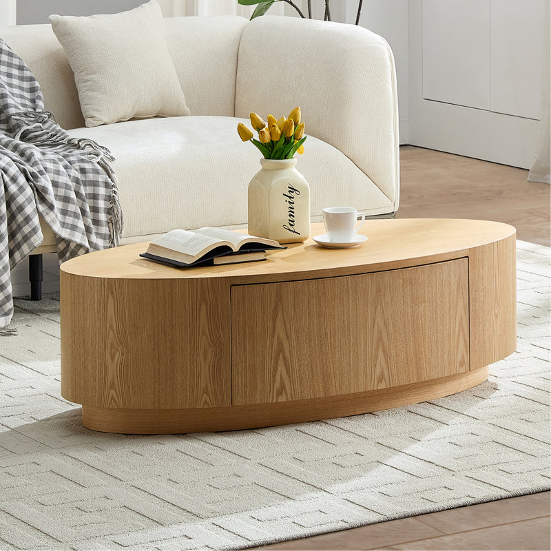 Table basse ovale de luxe moderne, pièce décorative élégante pour le salon, Naturel