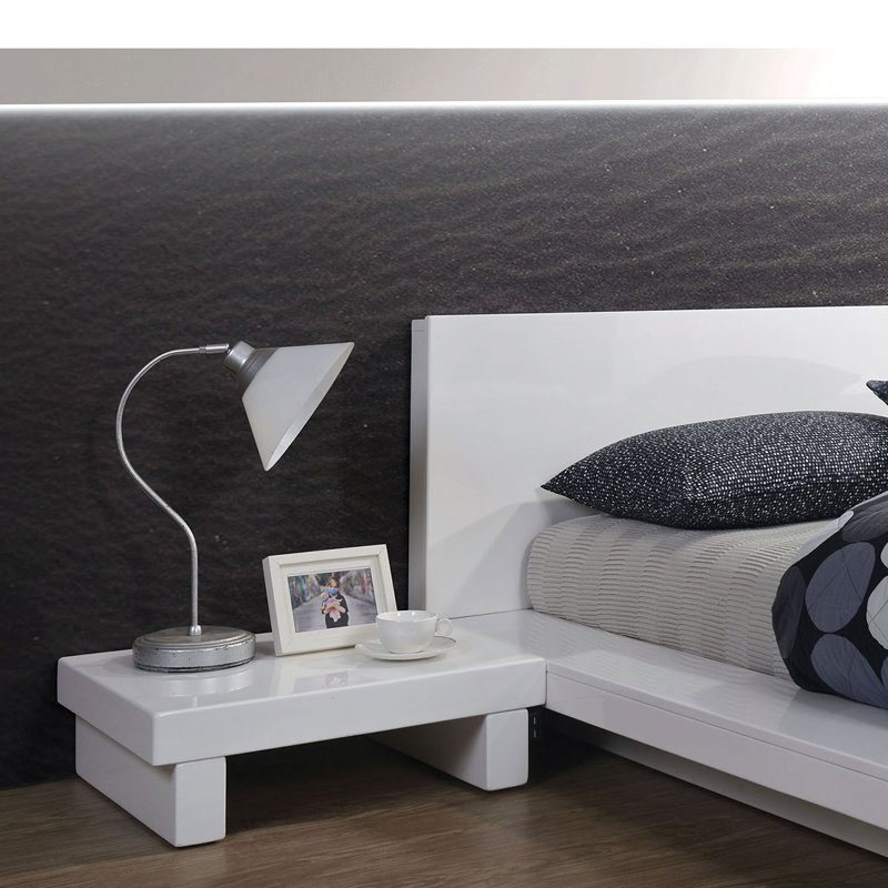 Emaje 23.25'' W Solid Wood Nightstand, Glossy White