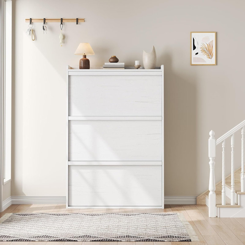 Flip Down Shoe Storage, White