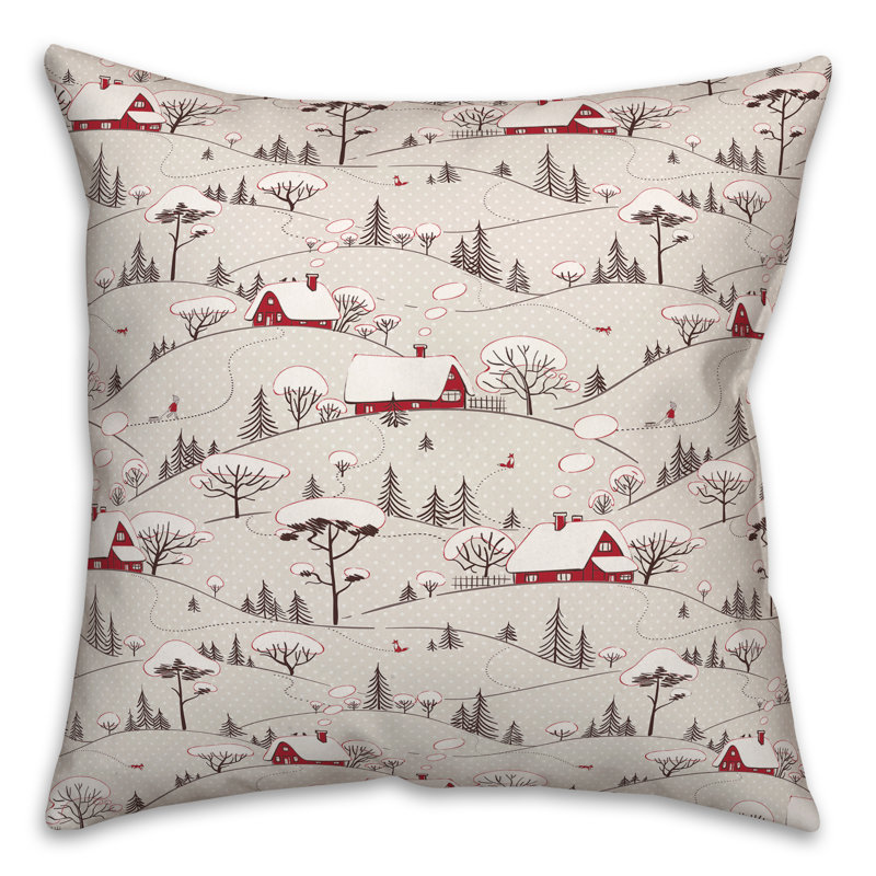  Housse de coussin et insert Snowy Village, H 16 po x l 16 po x P 1,5 po