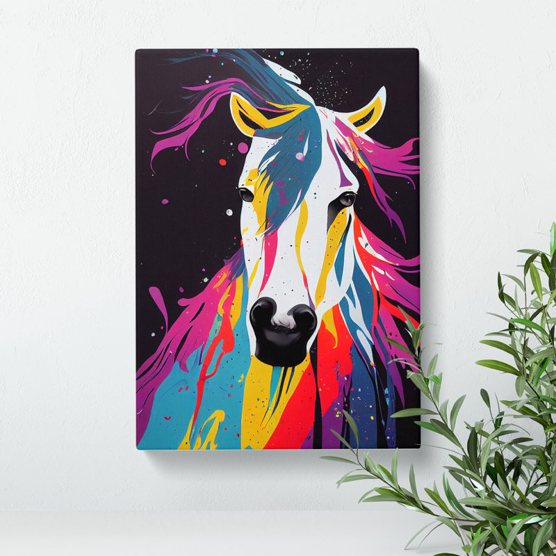 Horse Paint Splash No.4 Abstract - Wrapped Canvas, 50cm H x 35cm W x 3cm D