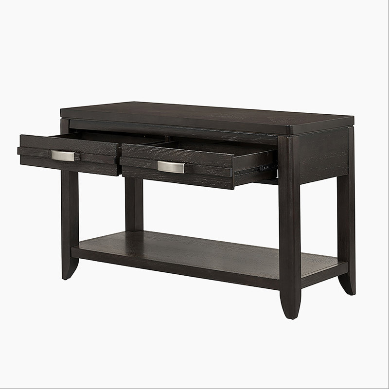 Console à deux tiroirs Exquis fabriquée en bois fin avec détails en métal, idéale pour la salle à manger ou le salon