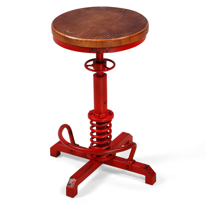 Tabouret pivotant en bois massif Jaitun, Rouge antique