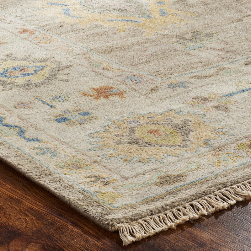 Tapis noué à la main taupe Colorburst Stone Oushak, Rectangulaire 8 pi x 10 pi