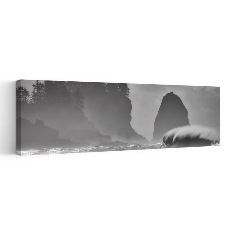 Misty Sea Stacks Ocean by Alain Turgeon - Wrapped Canvas Panoramic Print, 50.8 cm H x 152.4 cm W