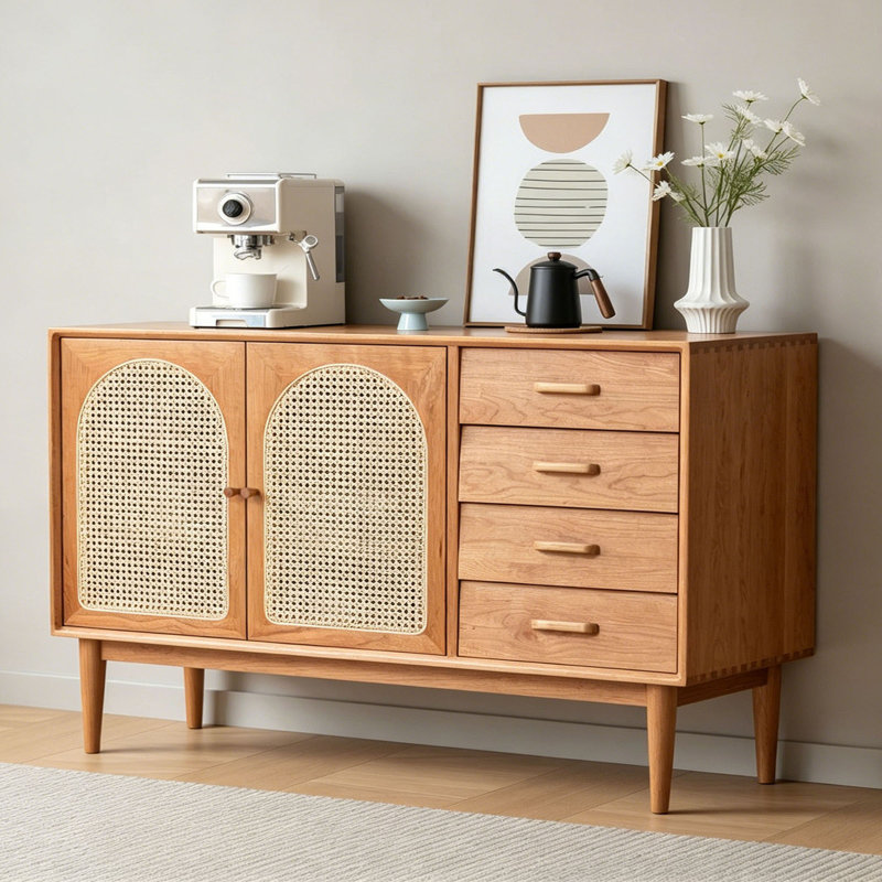 Buffet de rangement multifonctionnel en bois massif, H 35,43 po x l 59,05 po x P 15,74 po