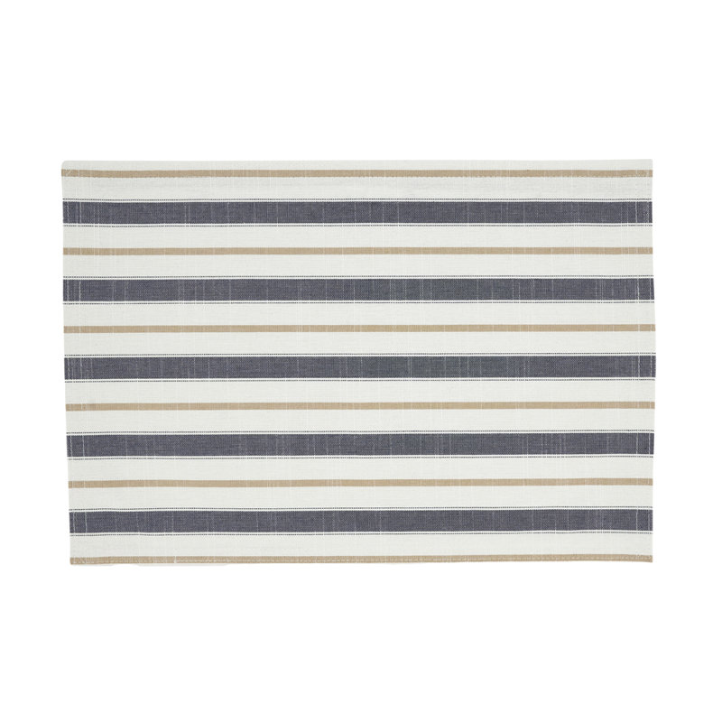 Ensemble de 4 napperons rayés bleus l 13 po x L 19 po