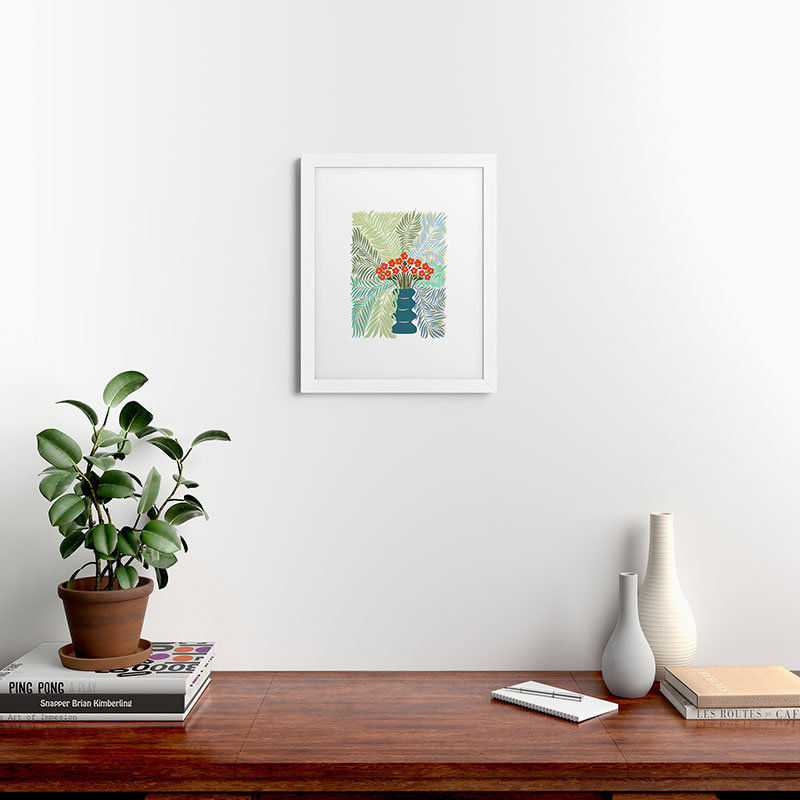 DESIGN DESIGN, impression sur toile de palmier dannick, Cadre en bois blanc, H 20 po x l 16 po x P 1,5 po