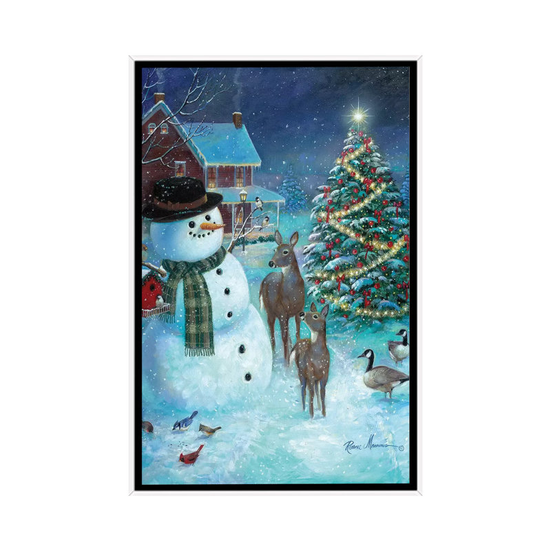 Frosty and Friends par Ruane Manning - reproduction d'art, Toile blanche encadrée, Aucun mat, H 26 po x l 18 po x 1,5 po