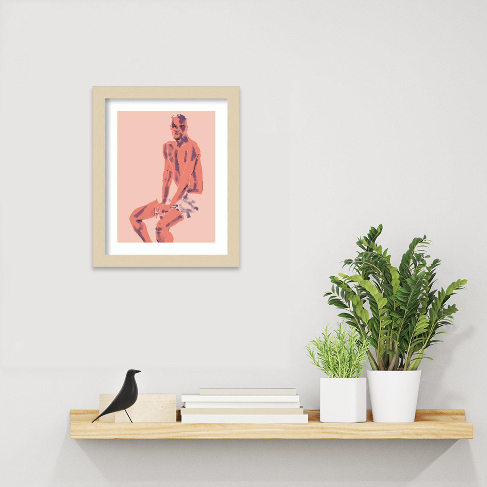 Olender "A Man Posing" Print, Brown, 13" H x 11" W