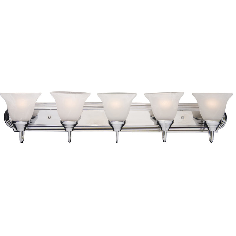 Éclairage de salle de bain à cinq lumières à intensité variable Mandu, Marbre / chrome poli