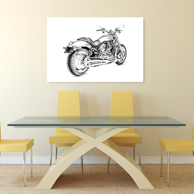 Motif détaillé de moto moderne, impression d'art mural moderne et contemporain, H 32 po x l 48 po