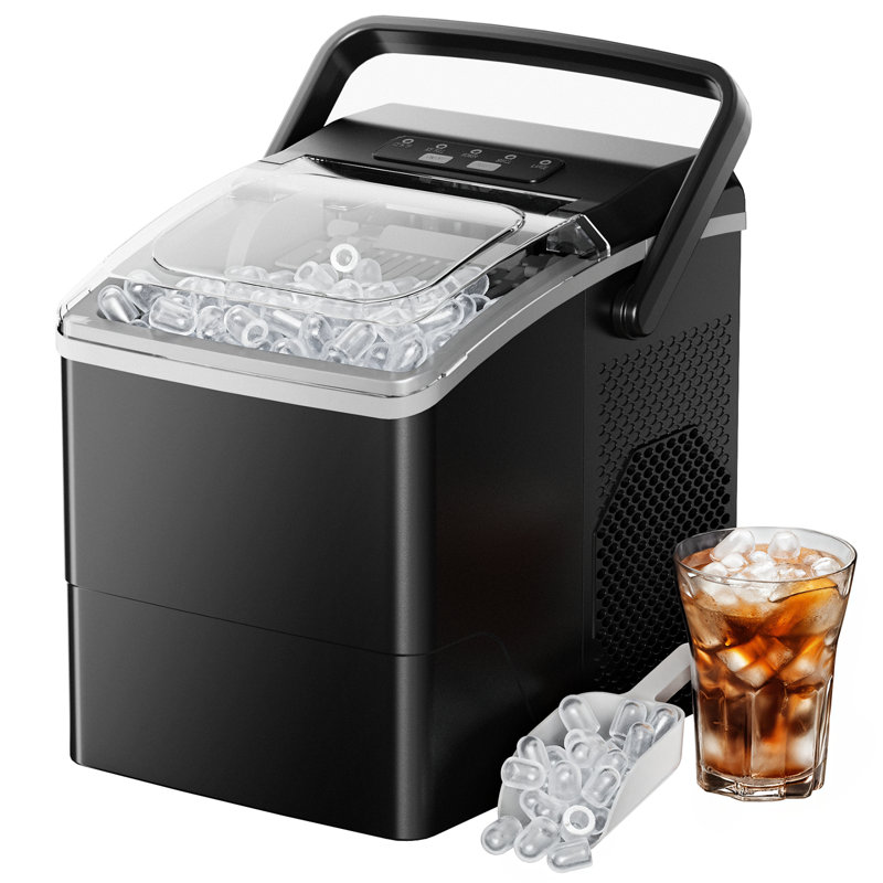 26 Lbs 2 sizes of bullet ice Maker, Camping and Party Ice Maker with Handle,  Kitchen Portable Ice Maker Machine with Self-Cleaning