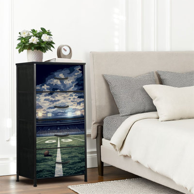 4 Drawer Dresser for Bedroom, Narrow Chest of Drawers, Wooden Top and Study Iron Frame 18"x37.5"-(WxH)