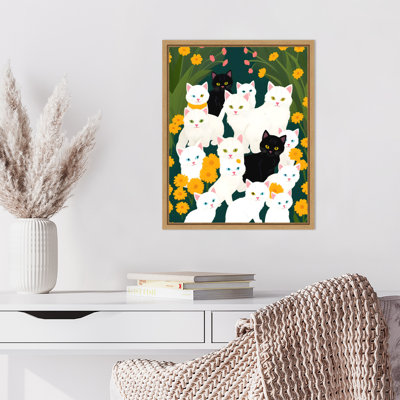 Cats Meet Up Group by Maupin Framed Canvas Wall Art Print