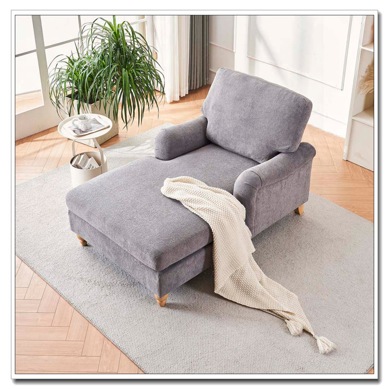 Canapé-lit moderne surdimensionné avec pieds en bois, Gris