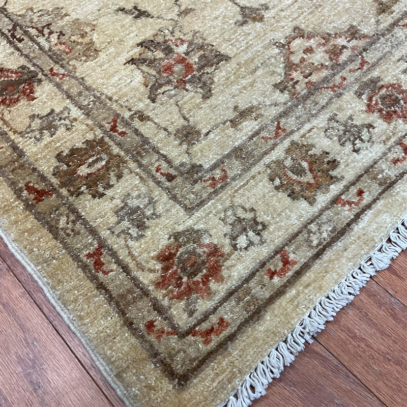 Tapis de couloir Ivoire en Tapis décoratif laine noué à la main de conception unique 2 pi 8 po x 9 pi 7 po Deeyn