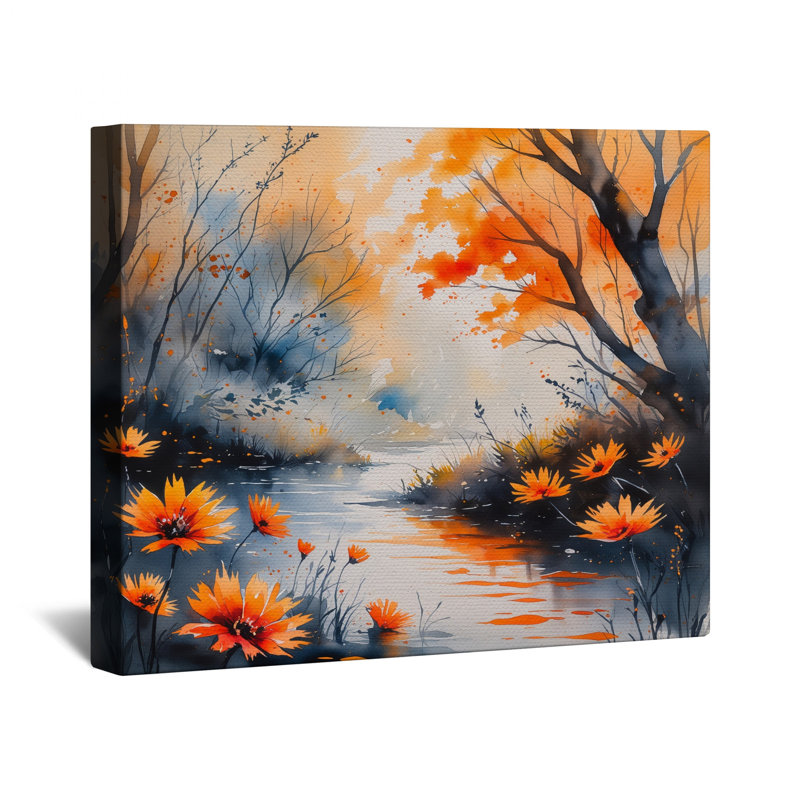 «Autumn River Scene», toile tendue avec châssis, 20 po x 24 po