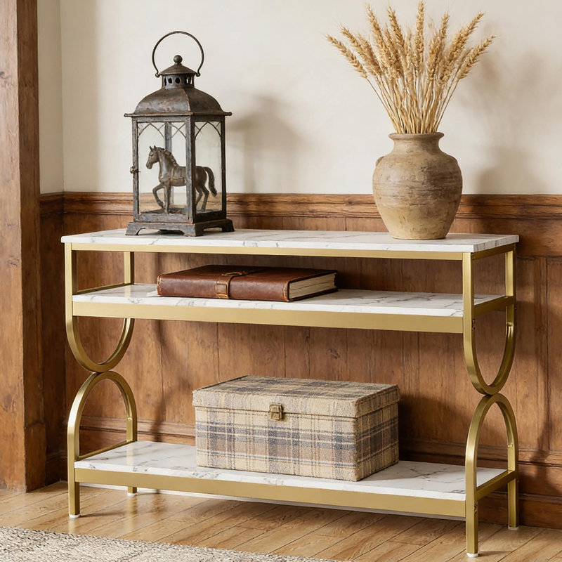 Canapé en faux marbre, table de chevet à 3 niveaux, console, table de vestibule