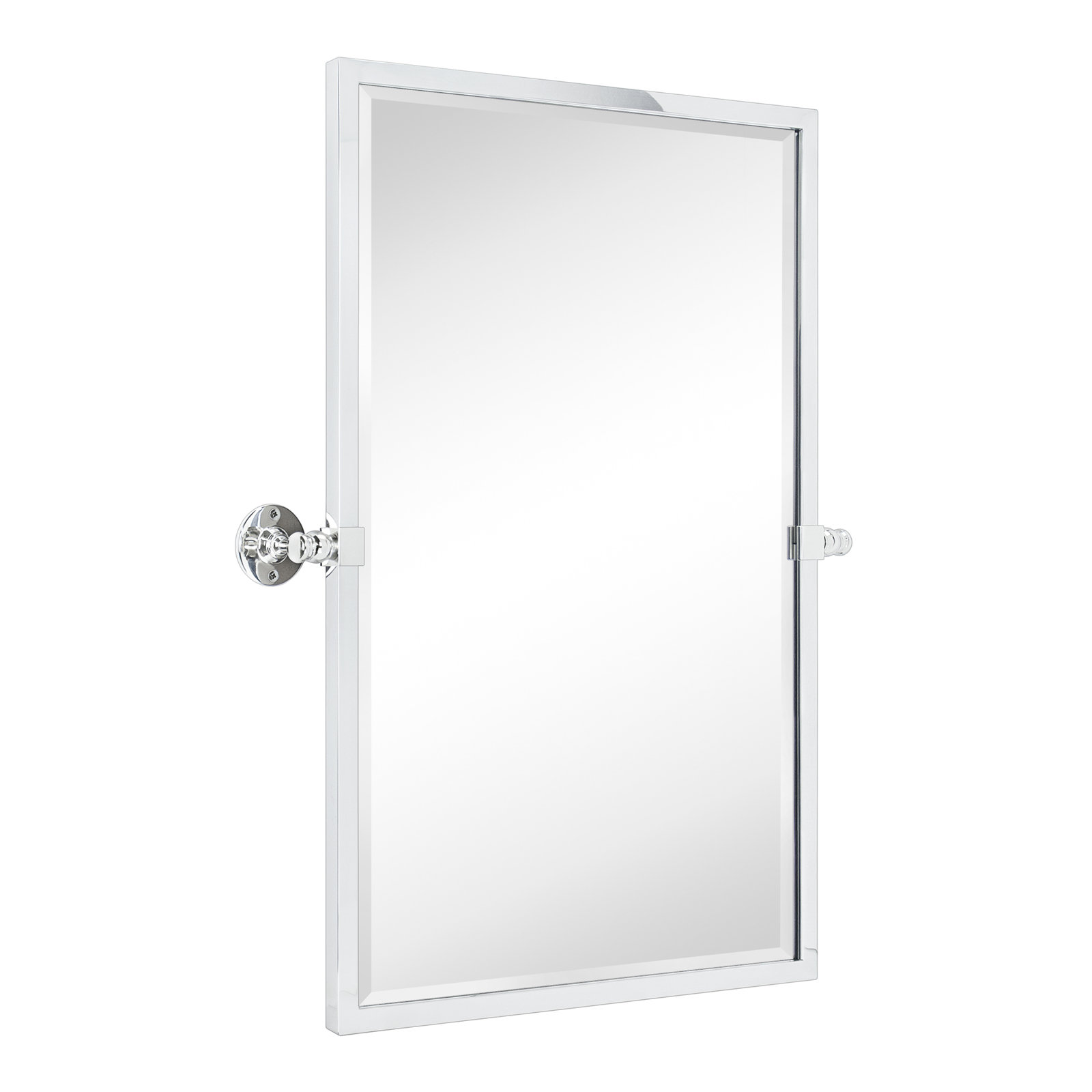 Metal Rectangle Mirror, 30" x 20", Polished Nickel