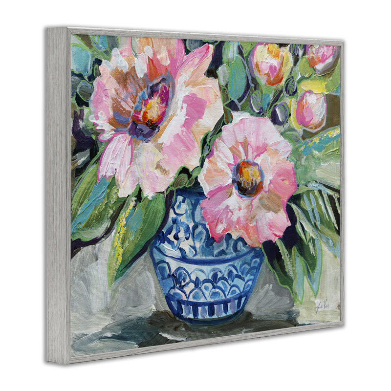  «Pink Gerber Daisy Bouquet», estampe numérique par Jeanette Vertentes, H 24 po x l 30 po, Estampe numérique Farmhouse