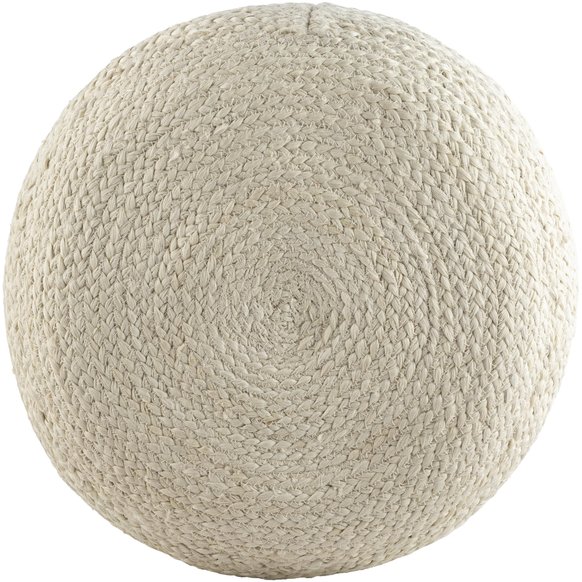 Bergholt 18" Wide Round Pouf Ottoman, White