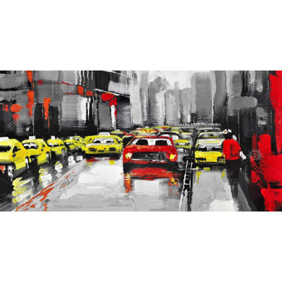 Abstract traffic by a rainy day - 15.75"x31.50" Desk mat