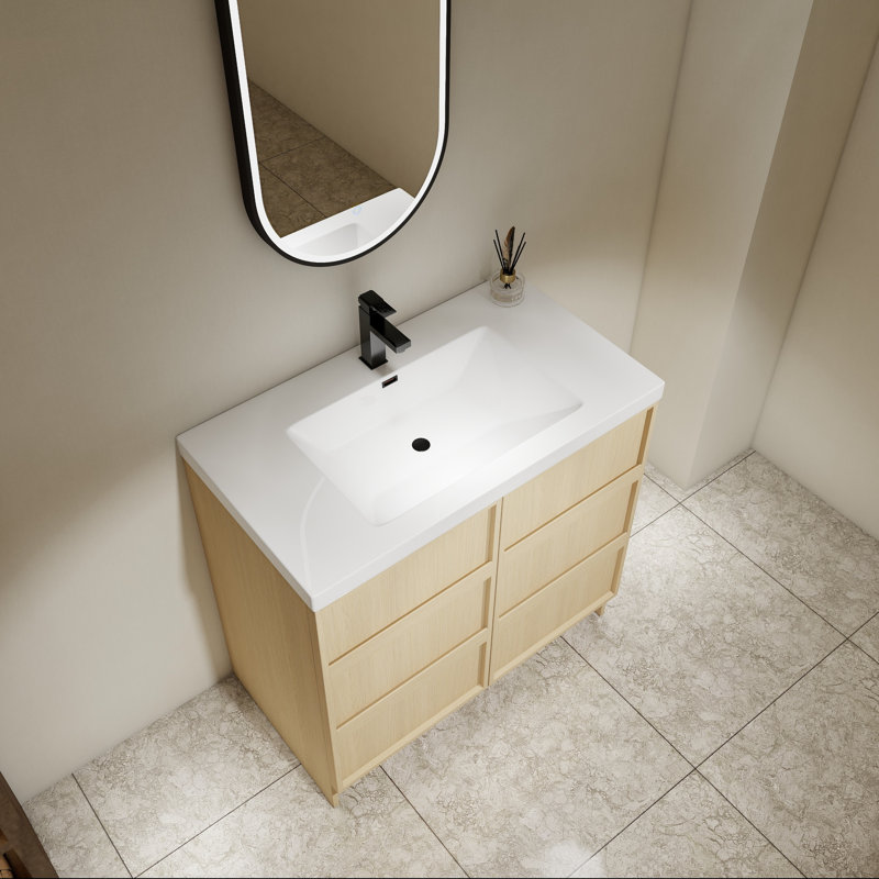 Meuble-lavabo simple 36 po avec portes à fermeture douce et tablettes réglables, 36"