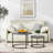 Nesting Round Coffee Table Set Of 2 End Tables For Living Room,Grey Coffee Table Wooden Accent Furniture With Metal Frame,Stacking Side Tables,Black+Warm Grey