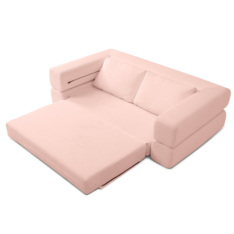 Canapé-lit convertible de 81 pouces avec mousse haute densité, canapé-lit pliant 3-en-1, matelas de futon, oreillers inclus, aucun assemblage requis.