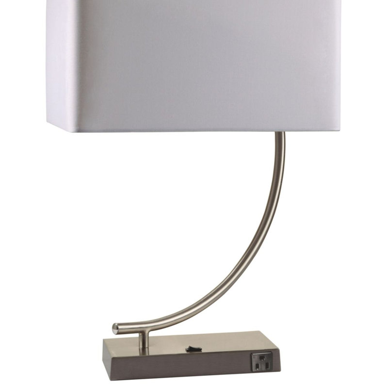 Lampe de table haute 22,5 po en métal avec finition argentée et design incurvé, abat-jour blanc