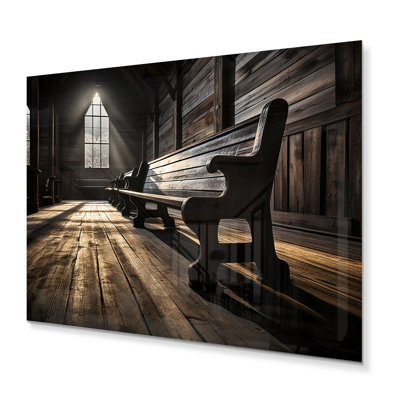 «Church Bench Contemplation», reproduction d'art spirituelle en métal