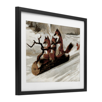 Renards qui traînent sur une bûche, impression par Arlington Prints