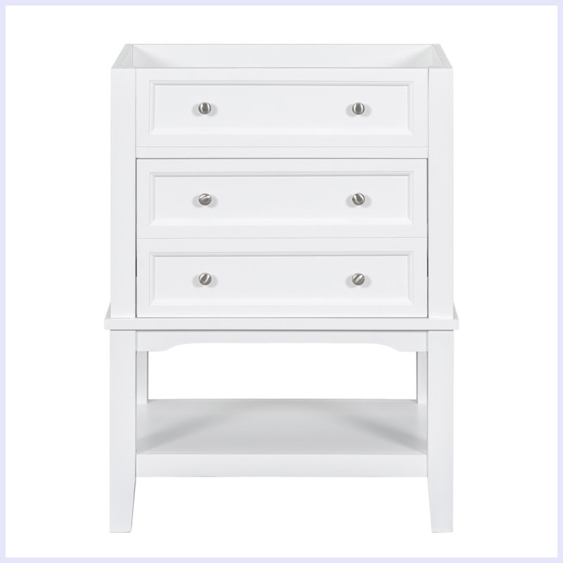 Modern Bathroom Vanity Storage Cabinet with Drawer and Open Shelf