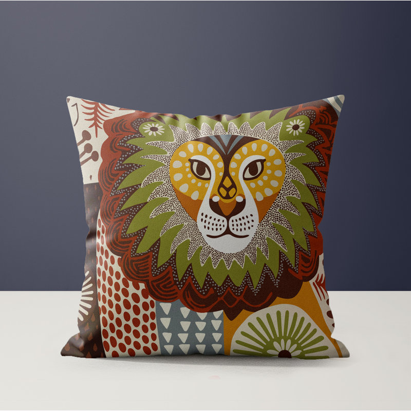 Ola Microsuede Square Pillow, Gray/Ochre/Beige, 16x16