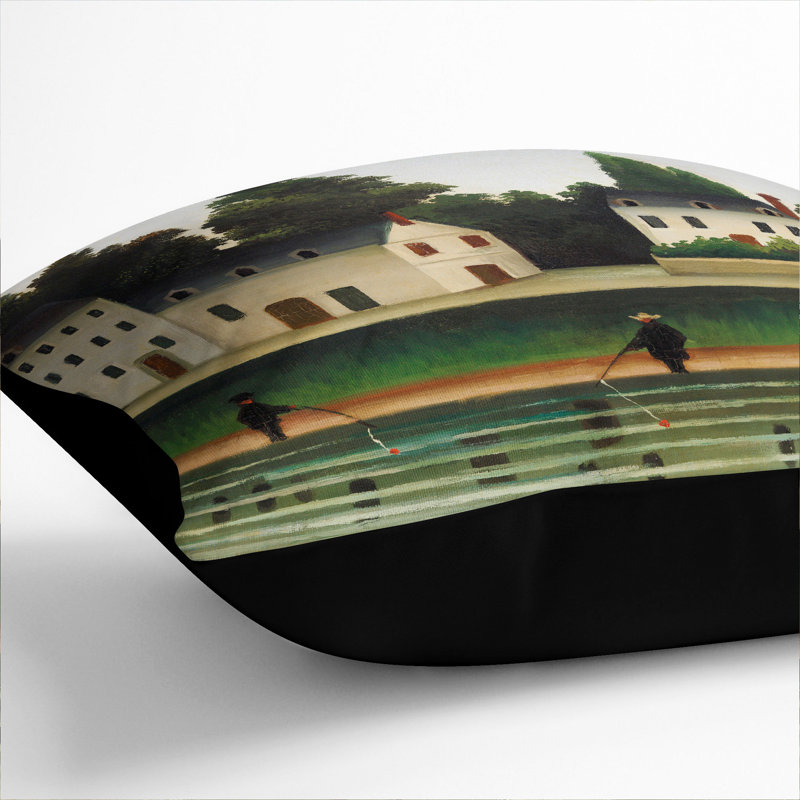 Landscape and Four Fisherman Scatter Cushion, Black, 55cm H x 55cm W x 20cm D