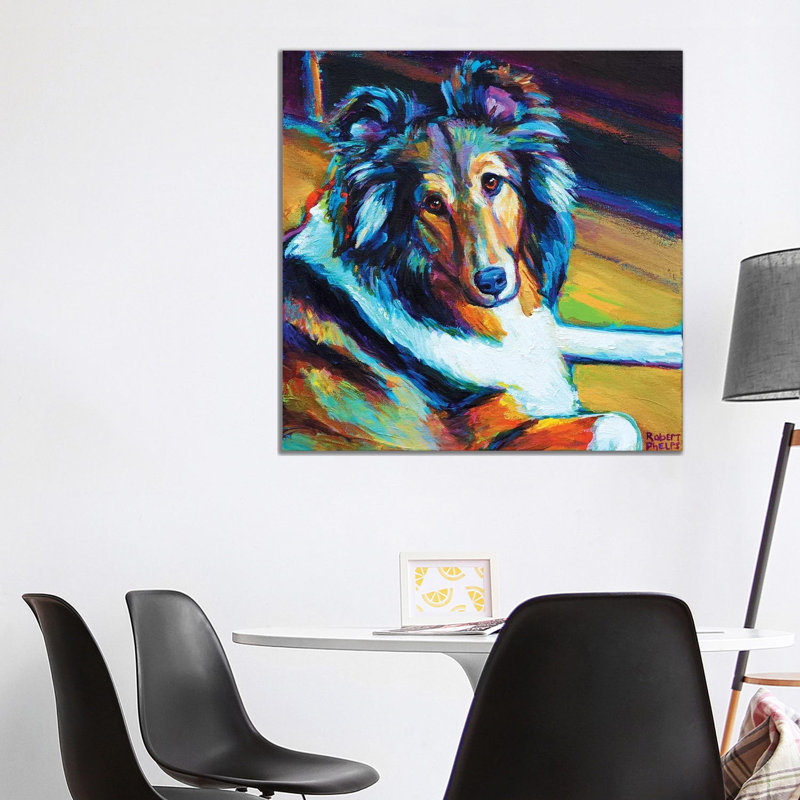 Sheltie I by Robert Phelps - Wrapped Canvas Painting, 93.98 cm H x 93.98 cm W x 3.175 cm D