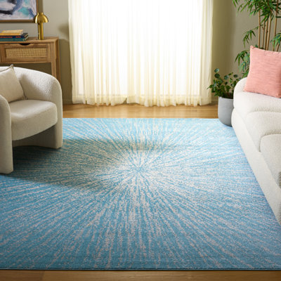Tapis turquoise / ivoire Faustina
