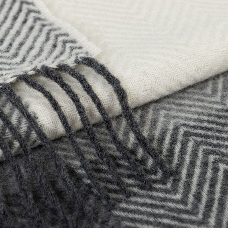 Merino Wool Blanket Gurekam, White/Gray